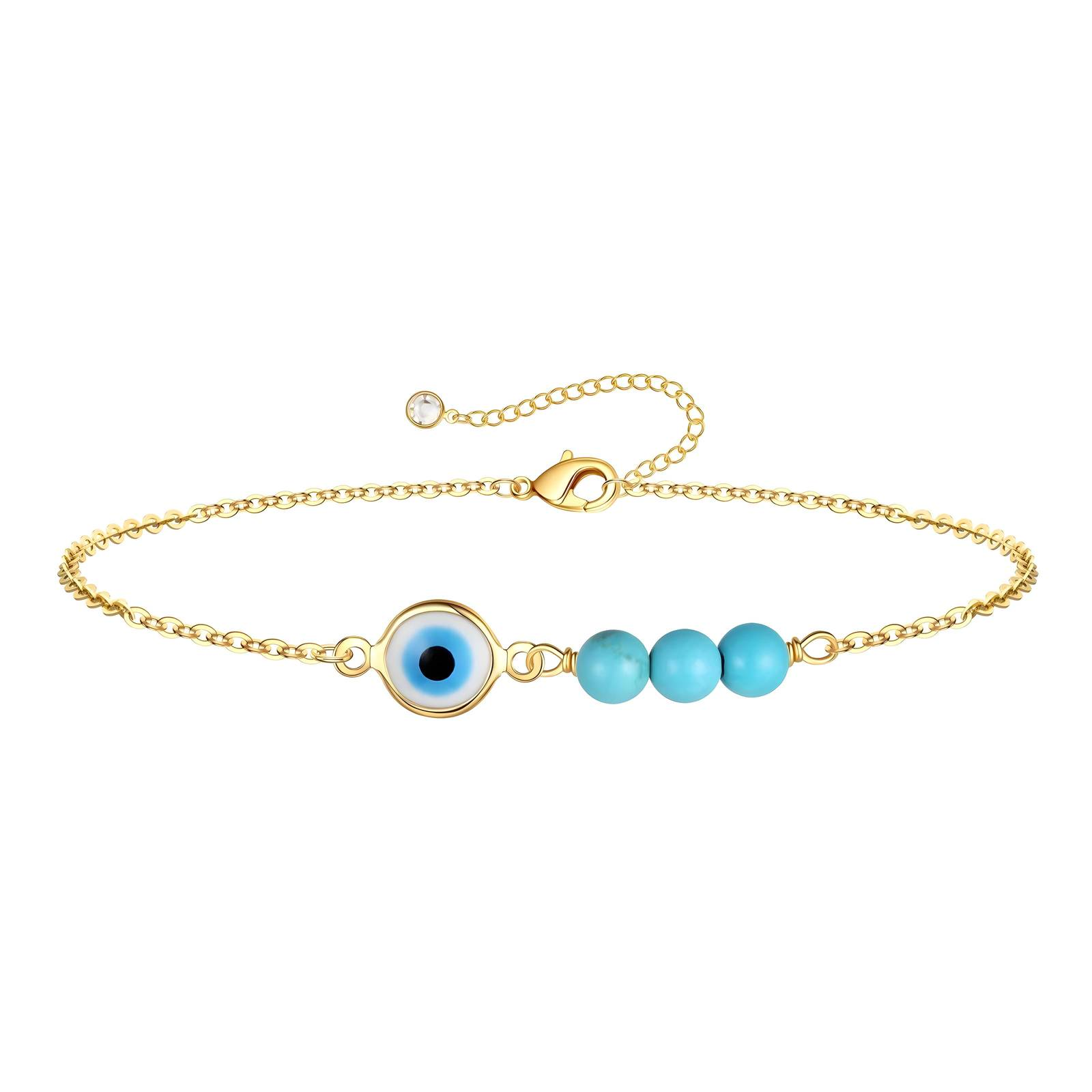 "Evil Eye" Bracelet, 18K Gold Plated Steel
