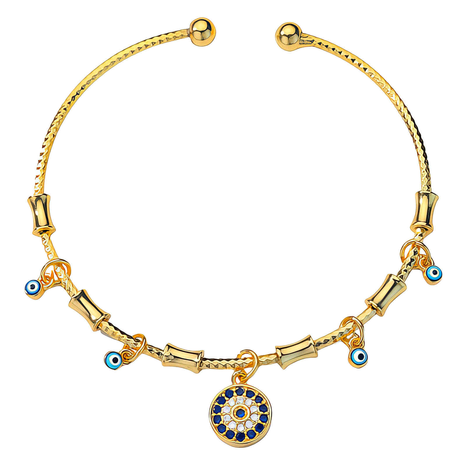 "Evil Eyes" Bracelet, 18K gold plated steel