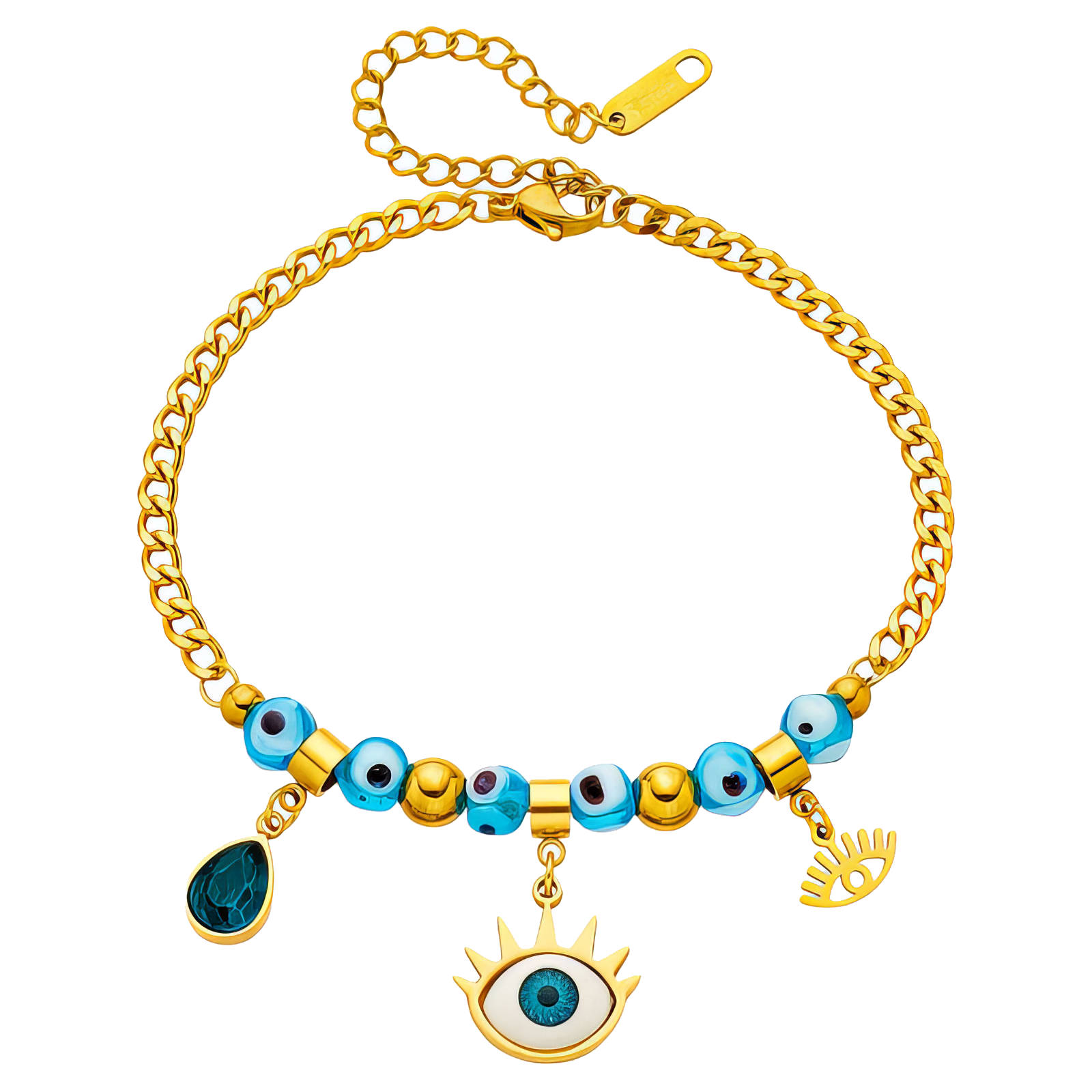 "Evil Eyes" Bracelet, 18K gold plated steel