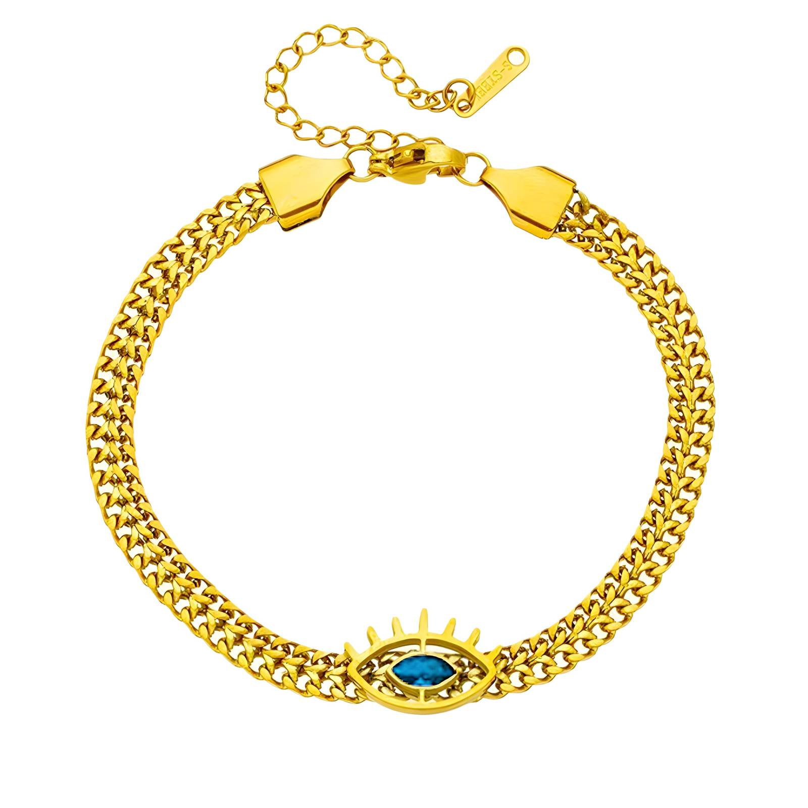"Evil Eye" Bracelet, 18K Gold Plated Steel
