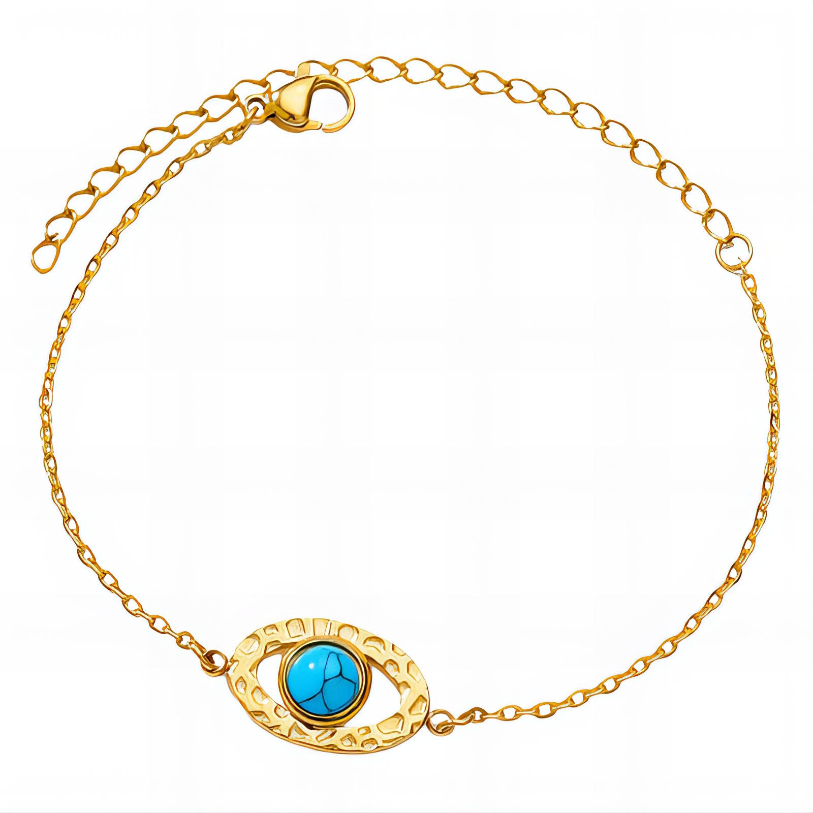 "Evil Eye" Bracelet, 18K Gold Plated Steel