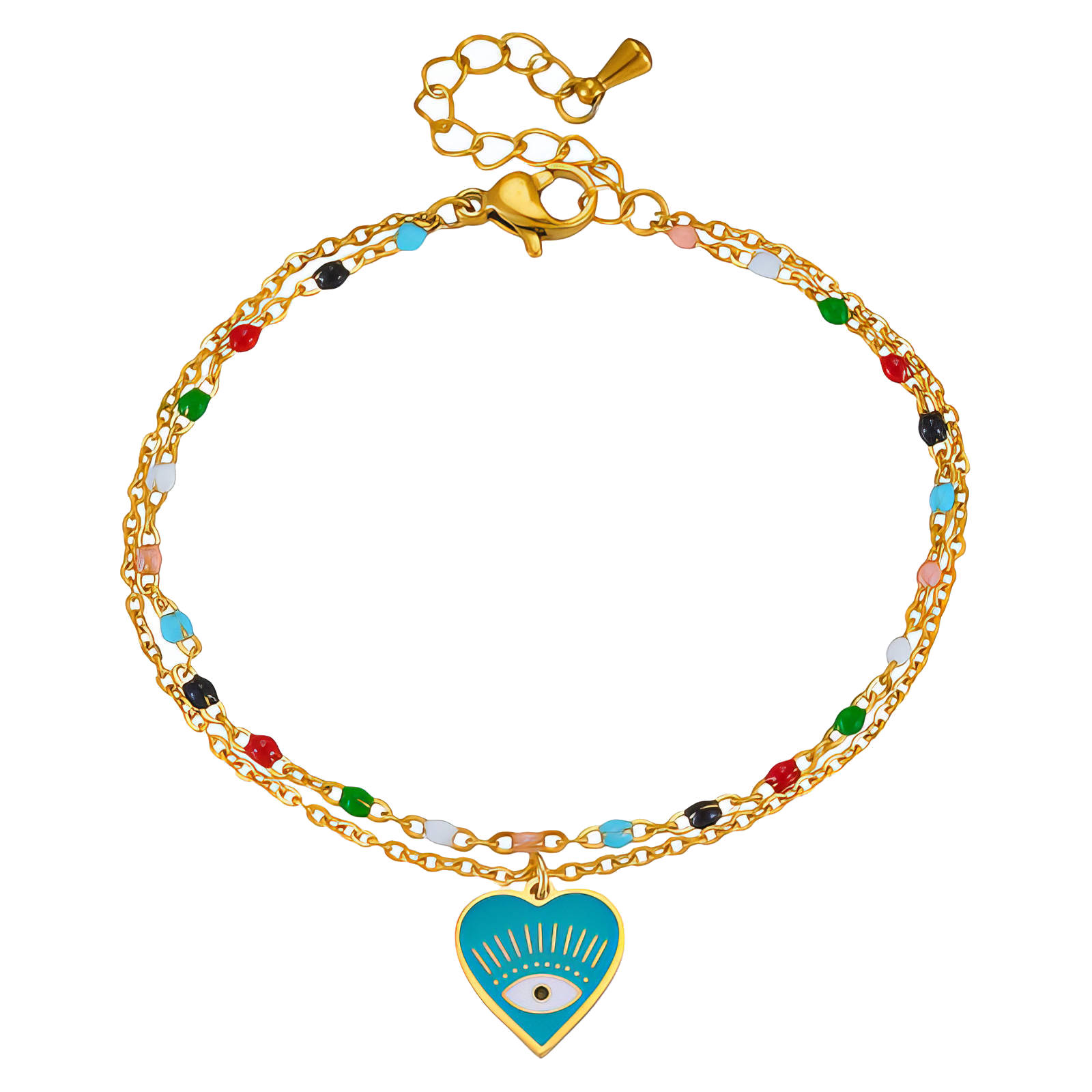 "Evil Eye" Bracelet, 18K Gold Plated Steel