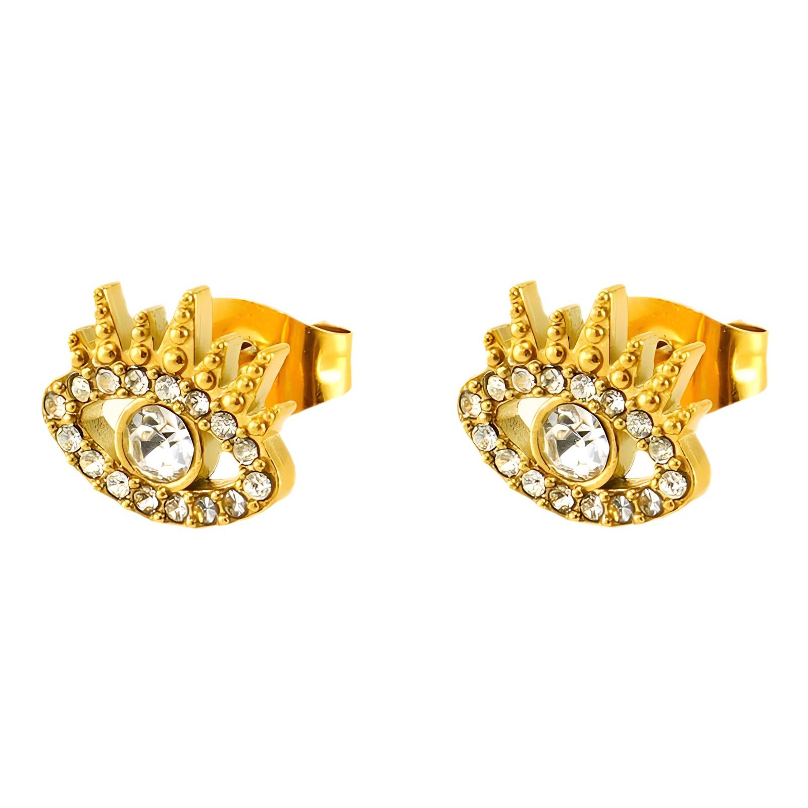 "Evil Eyes" Earrings, 18K gold plated steel