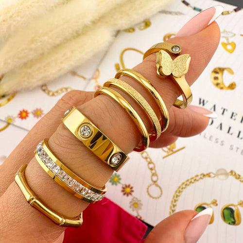 "Butterfly" Ring, 18K Gold Plated Steel