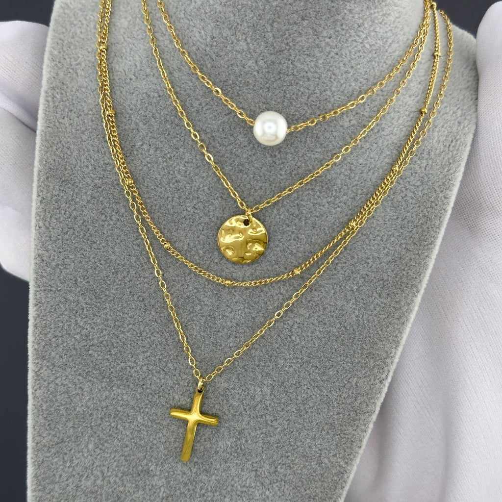 Necklace, 18K gold plated steel