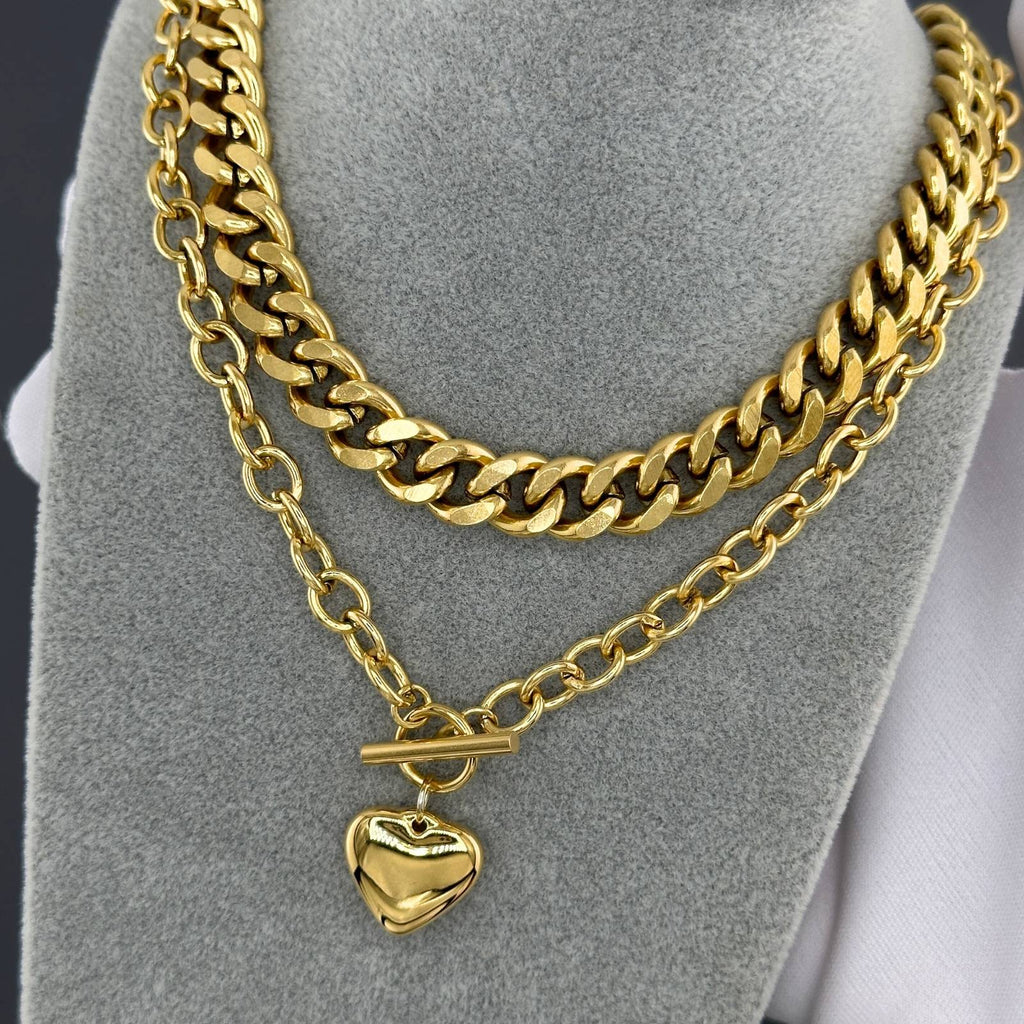 "Heart" Necklace, 18K gold plated steel
