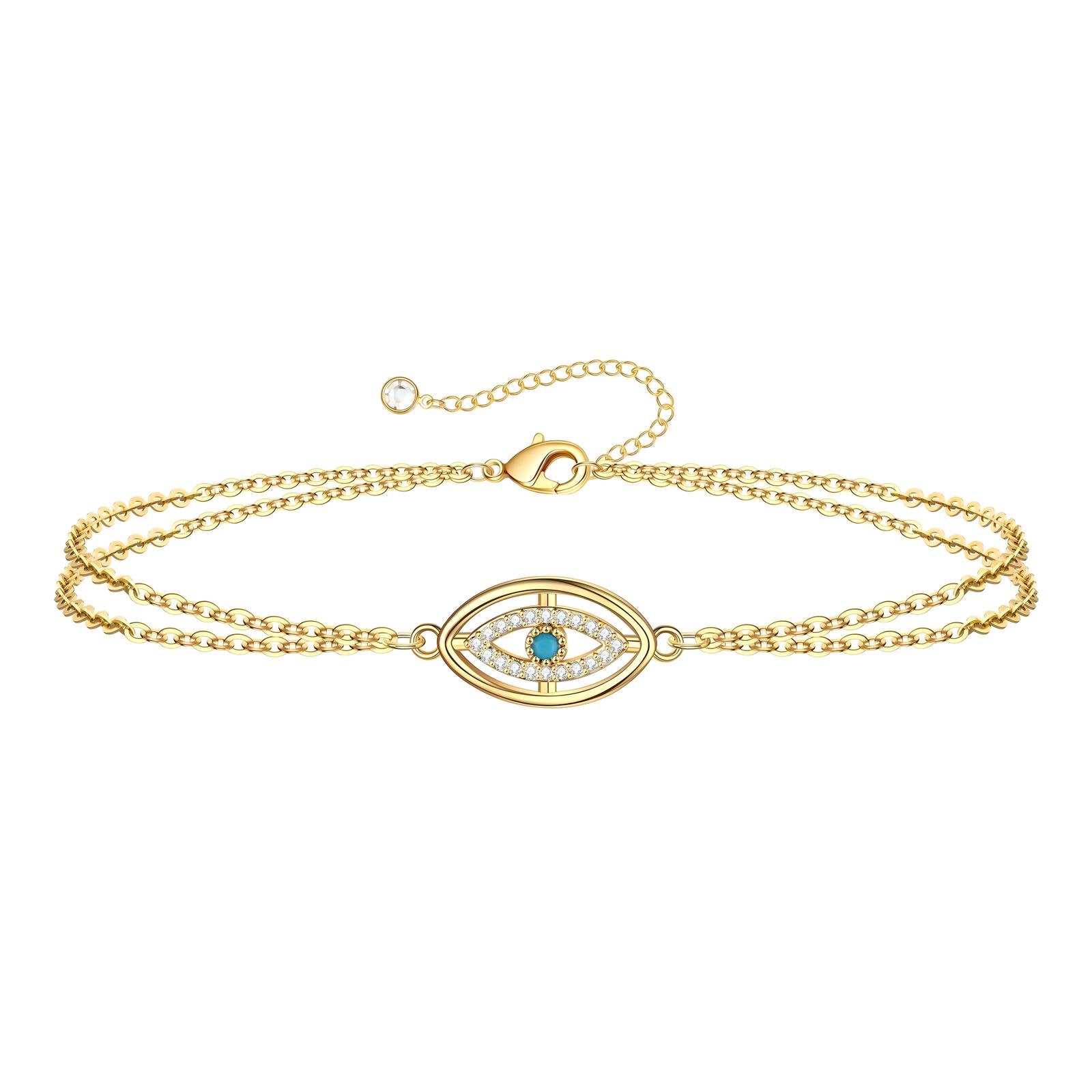 "Evil Eye" Bracelet, 18K Gold Plated Steel