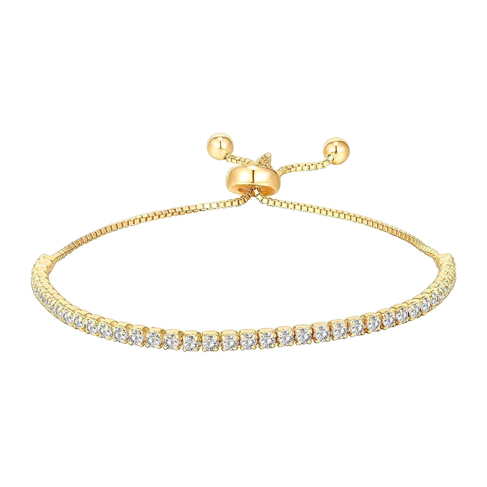 "Tennis" Bracelet, 18K gold plated brass