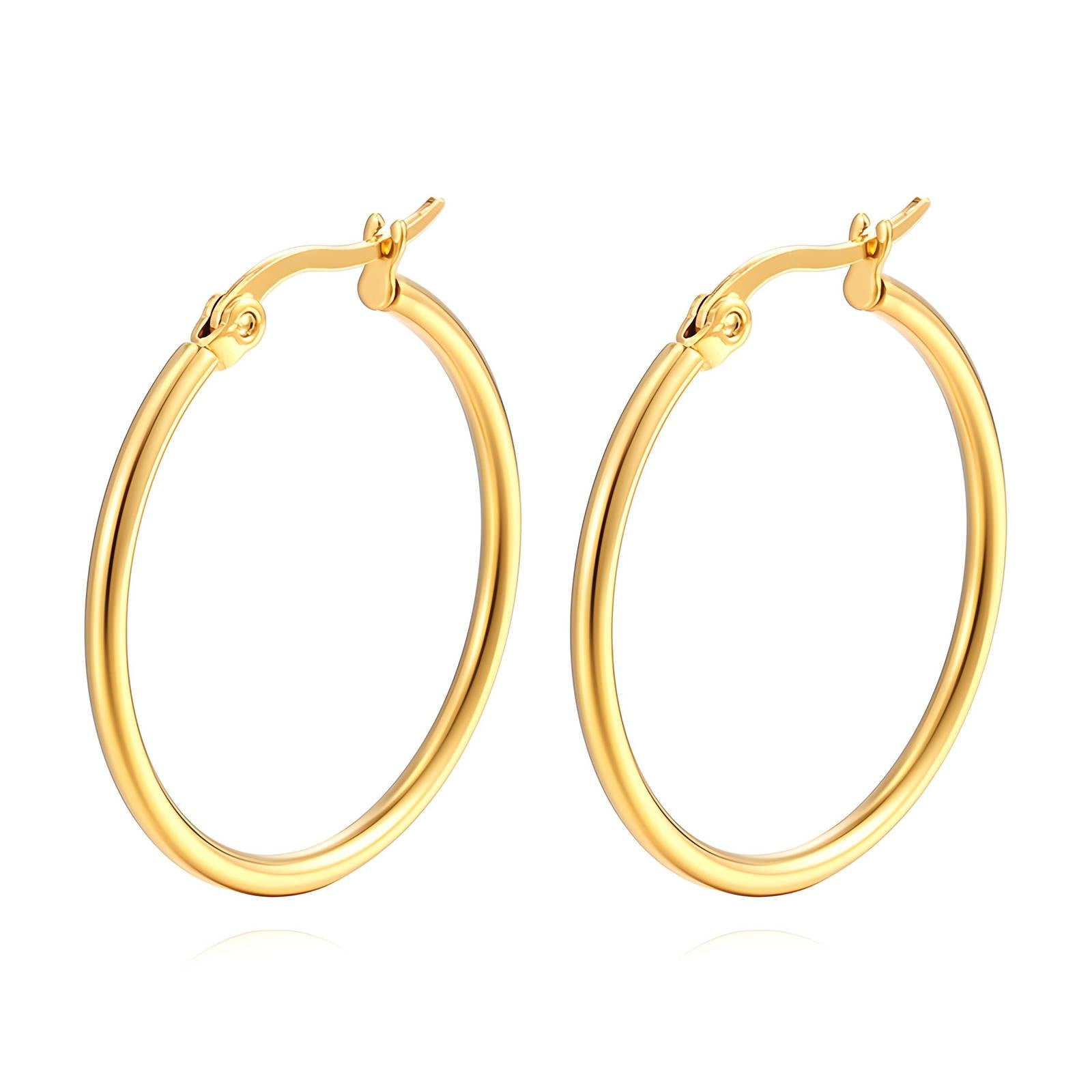 Hoop earrings, 18K gold plated steel