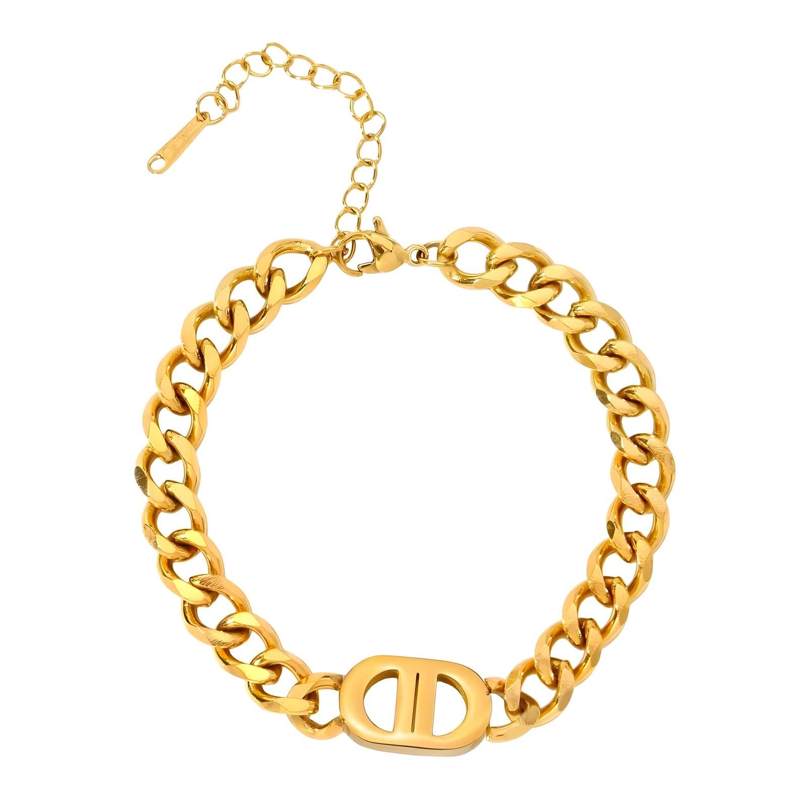 Bracelet, 18K gold plated steel