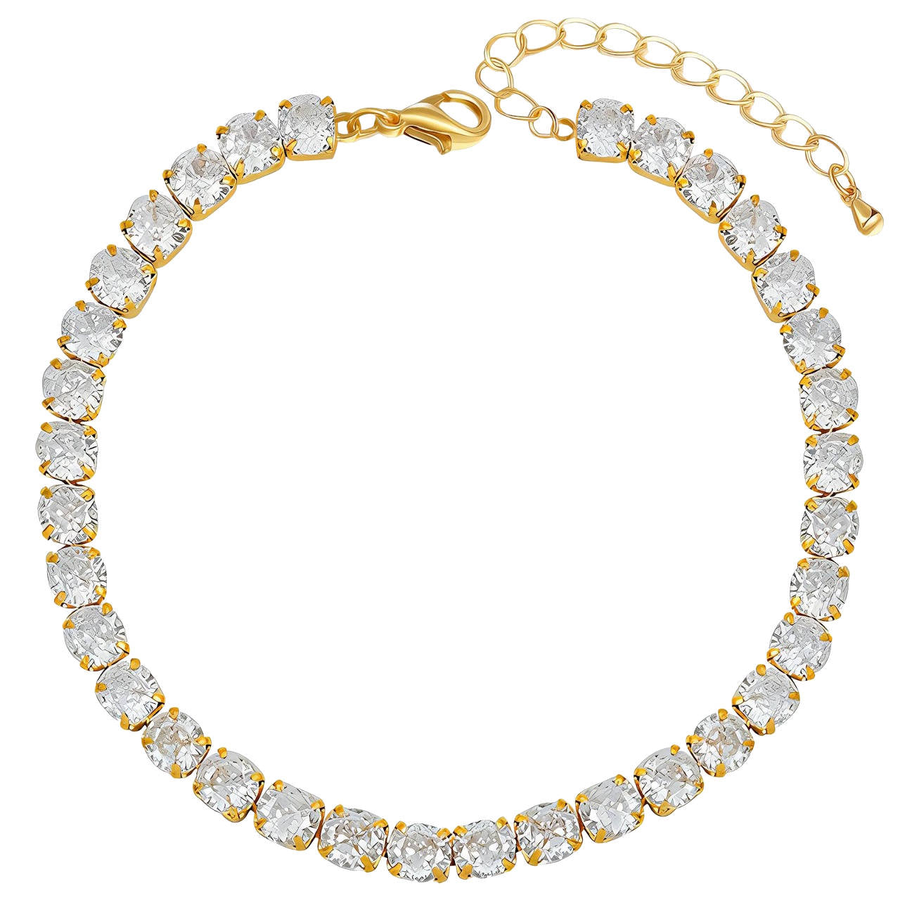"Tennis" Bracelet, 18K gold plated steel