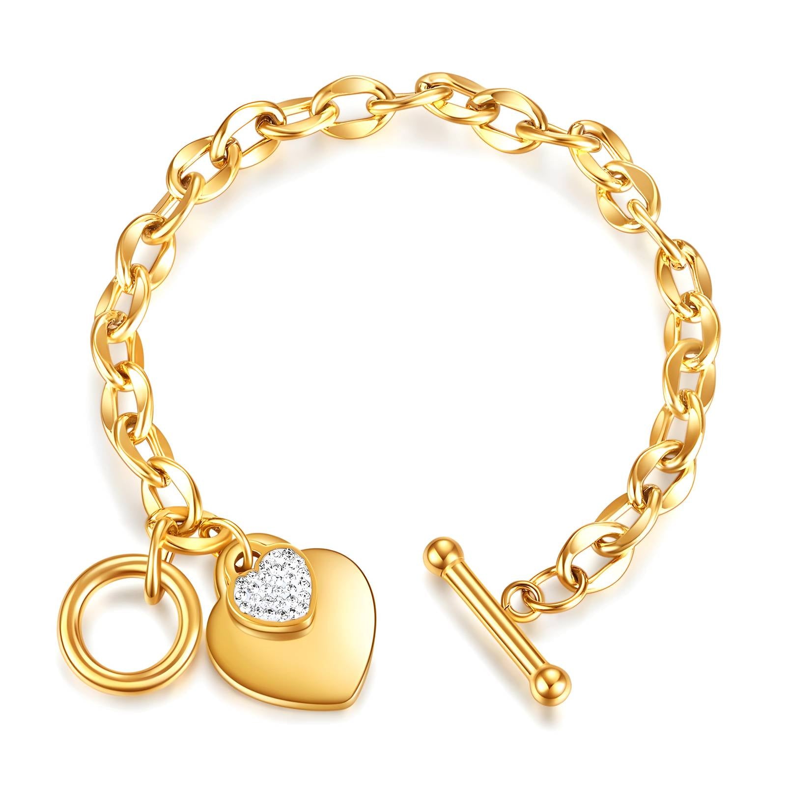 "Little Hearts" Bracelet, 18K Gold Plated Steel