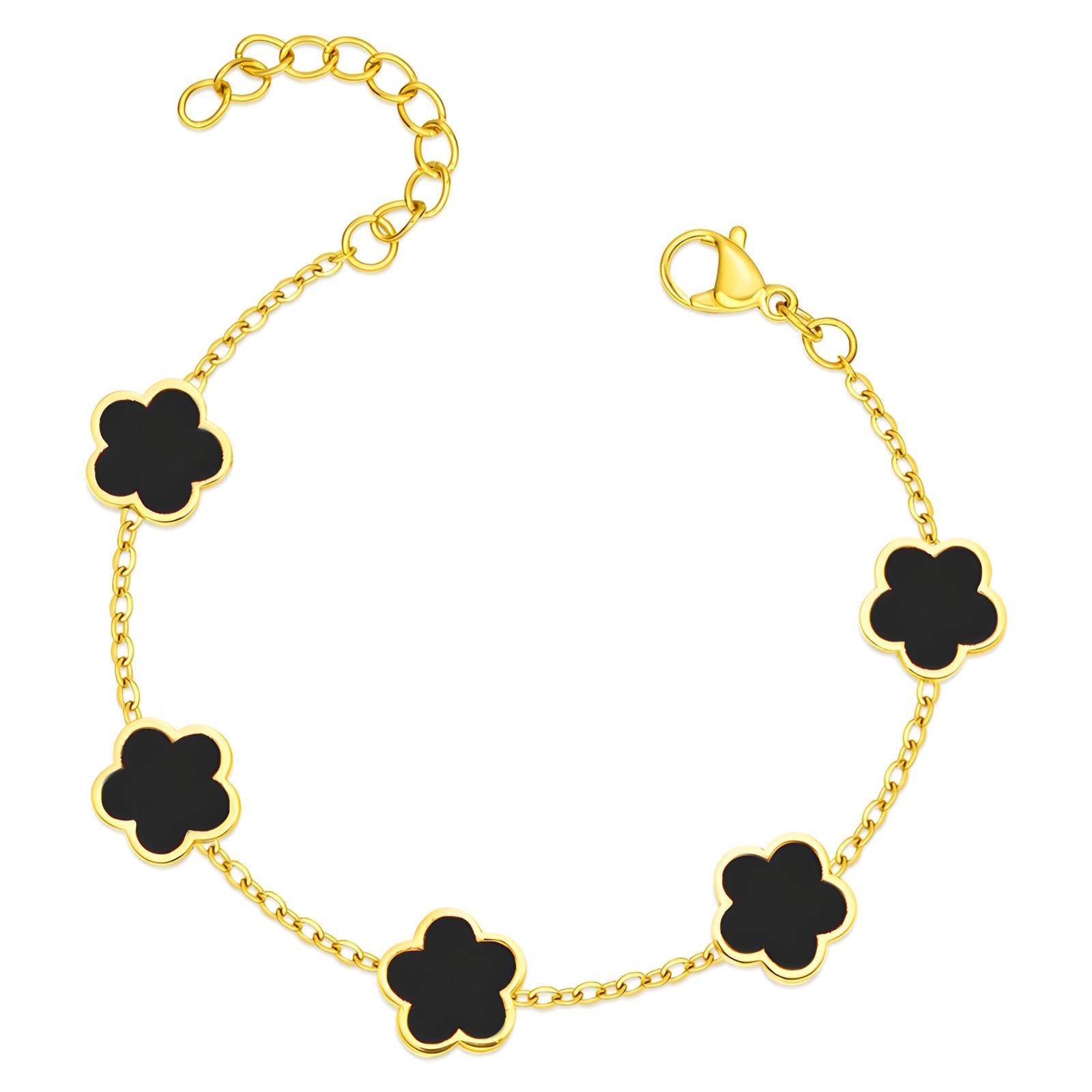 "Pradaria De Flores" Bracelet, 18K gold plated steel