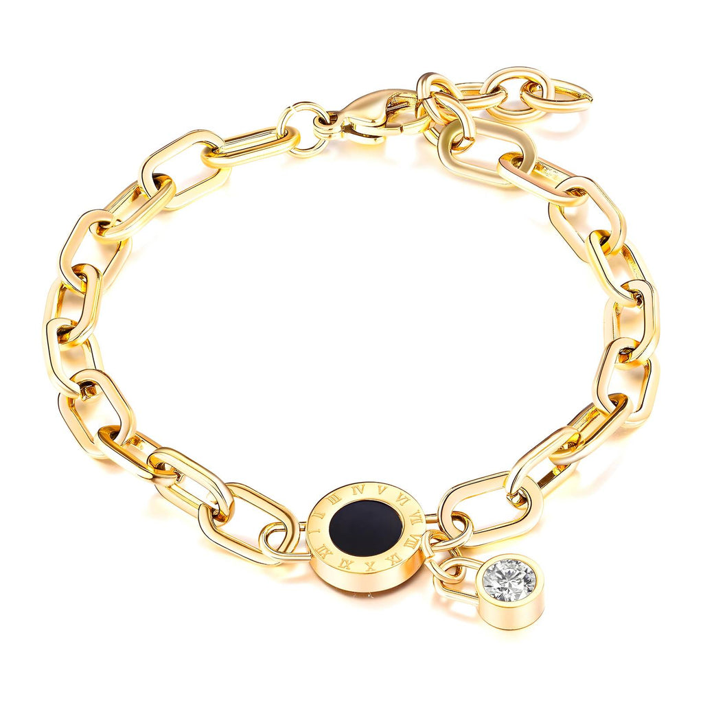 Bracelet, 18K gold plated steel