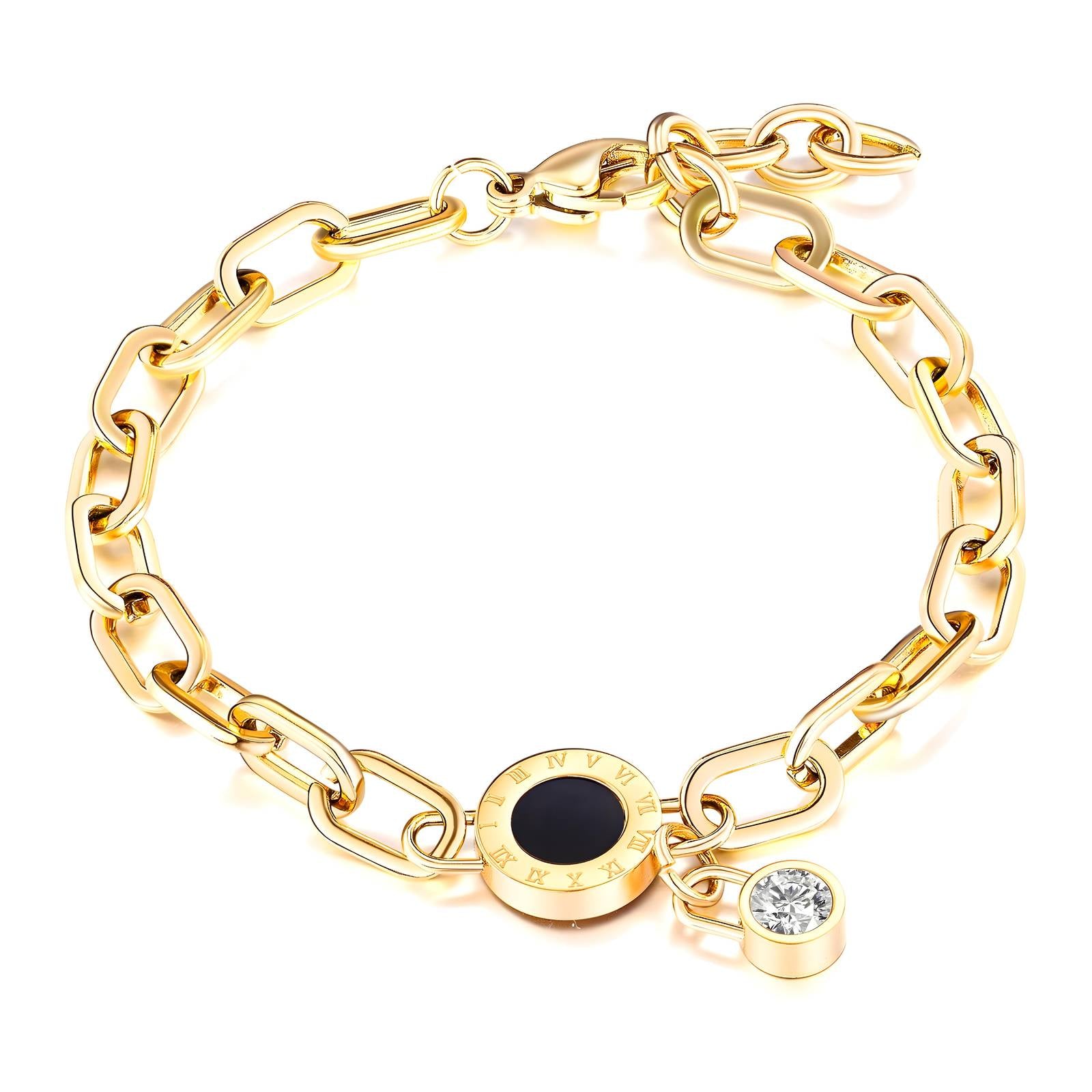 Bracelet, 18K gold plated steel