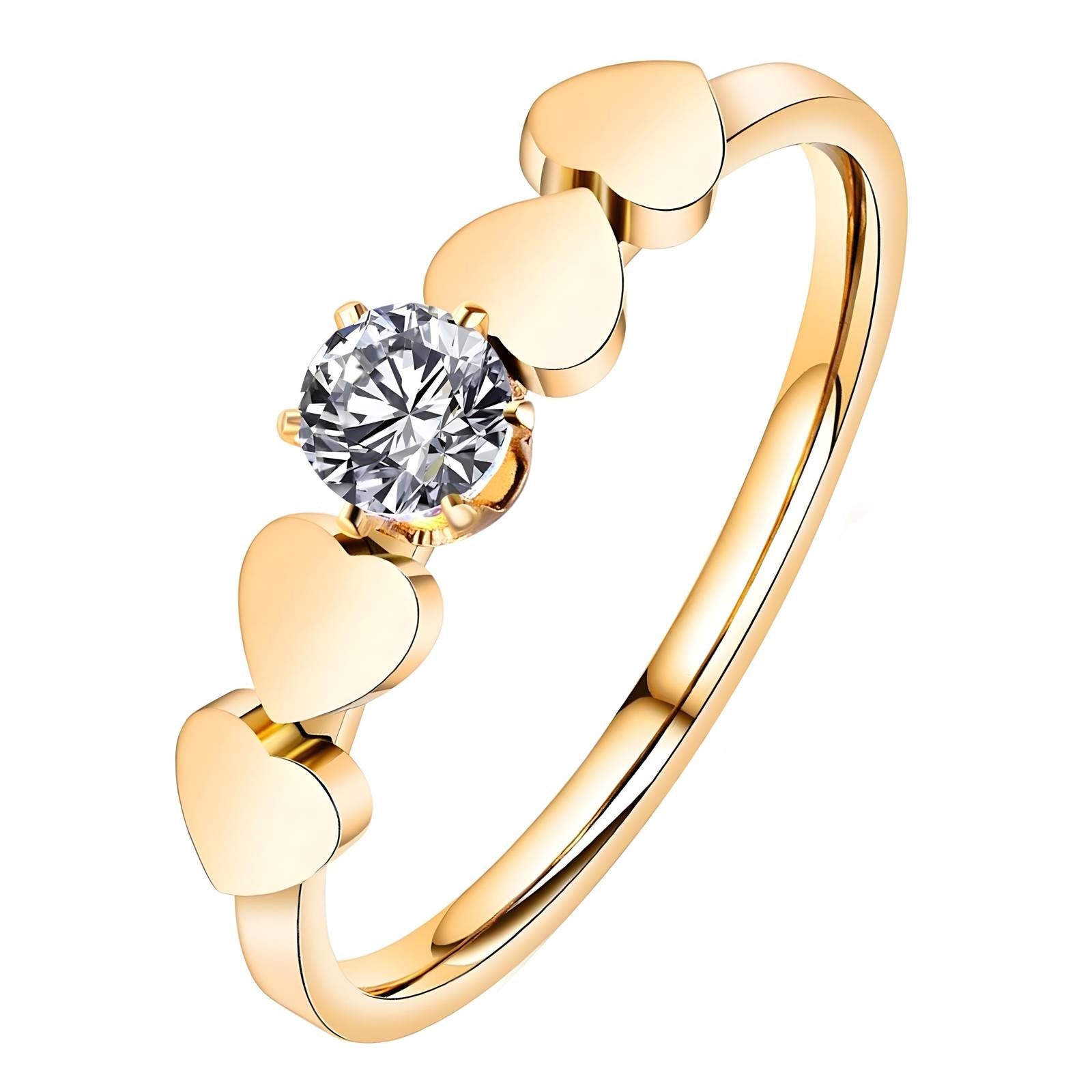 "Little Hearts" Ring, 18K Gold Plated Steel