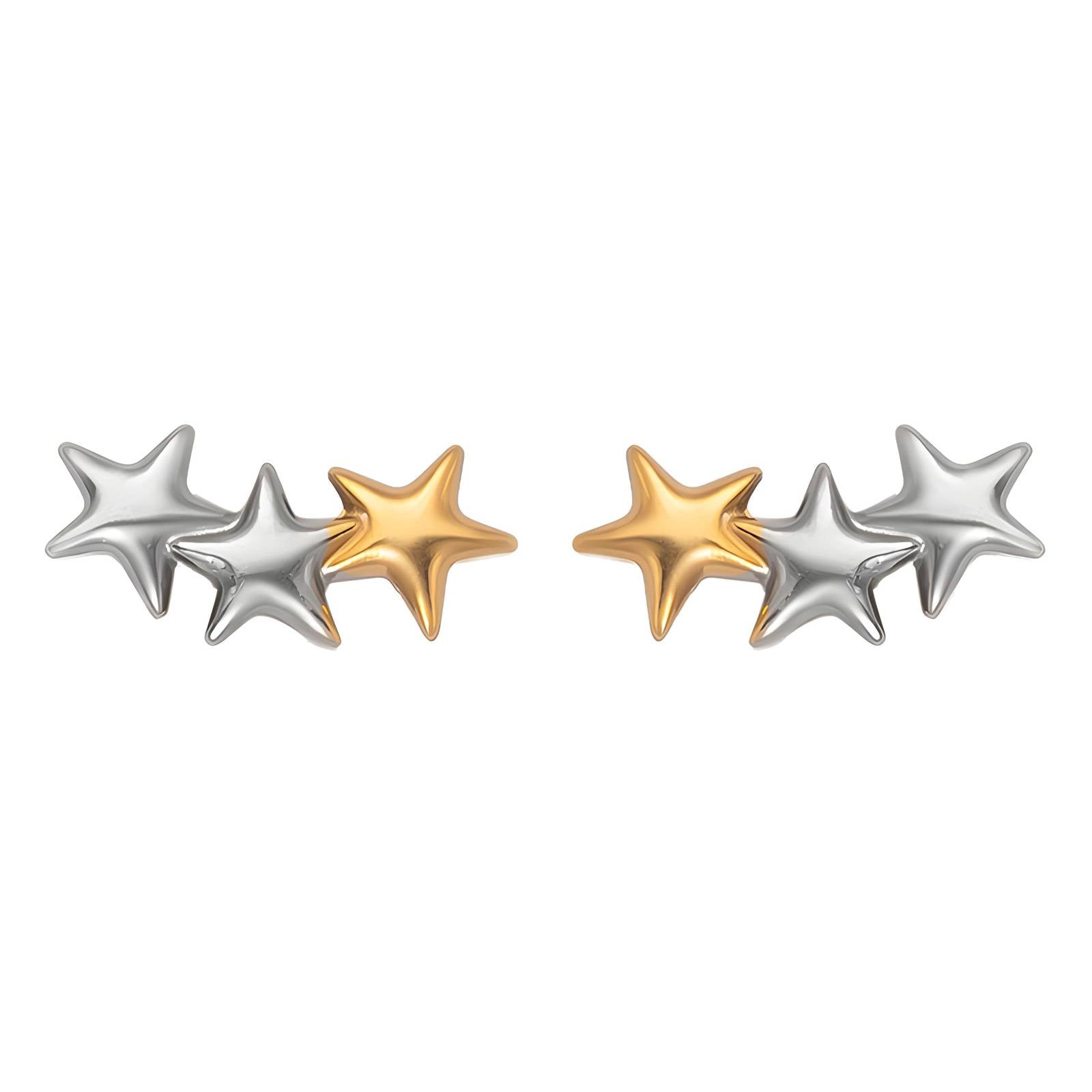 "Stars" Earrings, 18K gold plated steel