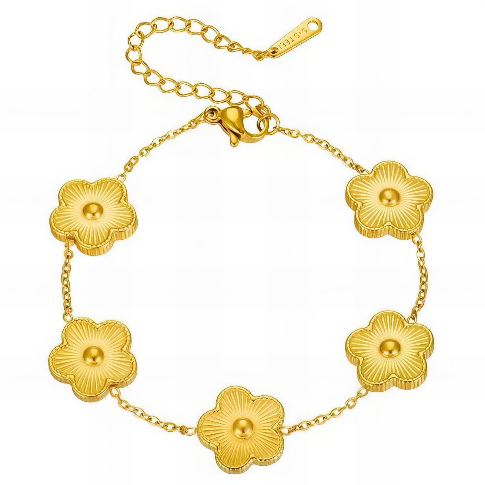 "Flowers" Bracelet, 18K gold plated steel