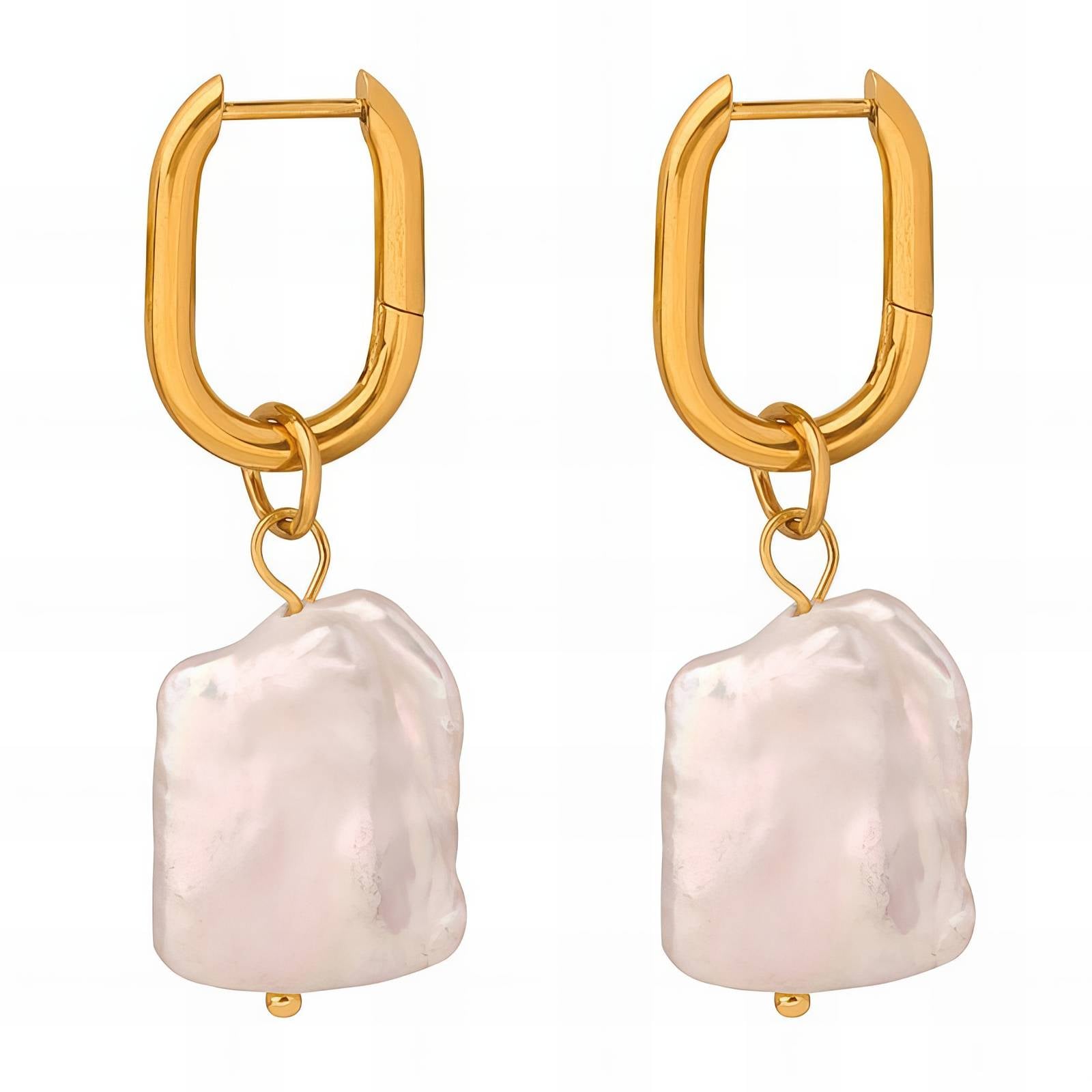 Earrings, 18K gold plated steel