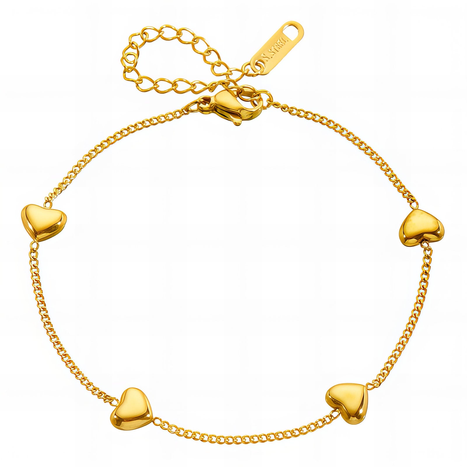 "Little Hearts" Bracelet, 18K Gold Plated Steel