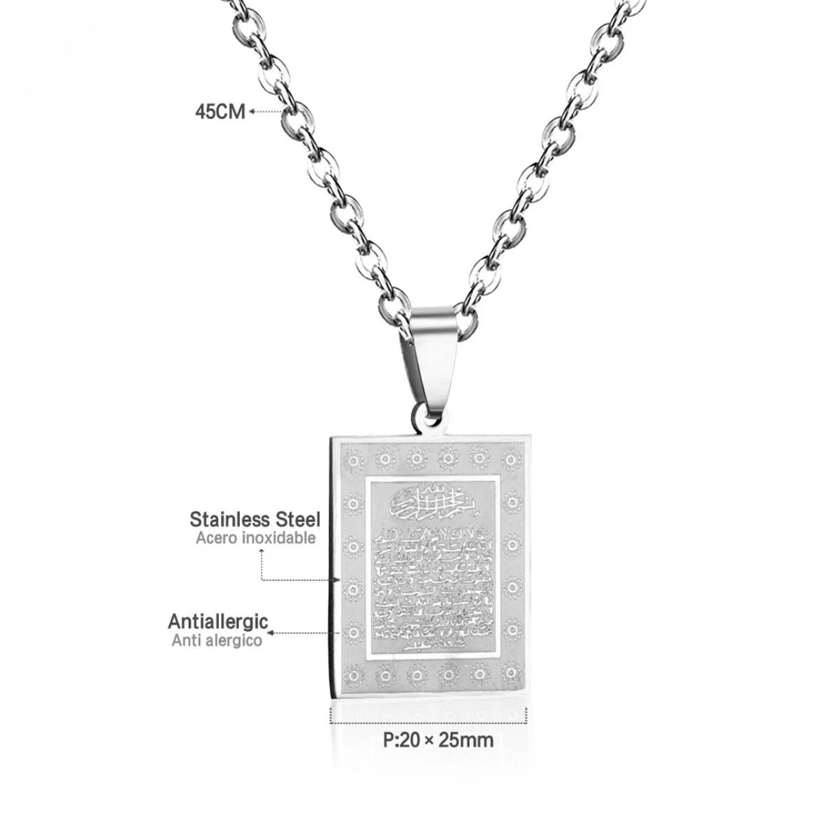 Bible Scripture Pendant Necklace Mens Womens Stainless Steel Chain Necklace