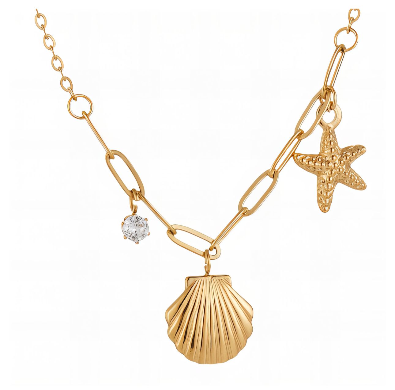 Necklace, 18K Gold-Plated Stainless Steel
