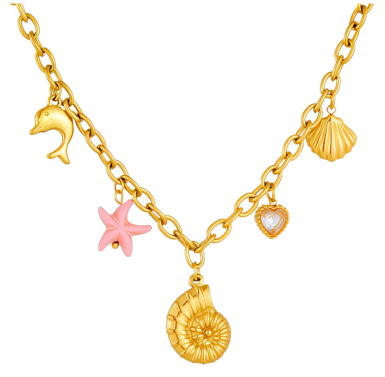 "Starfish" Necklace, 18K Gold-Plated Stainless Steel
