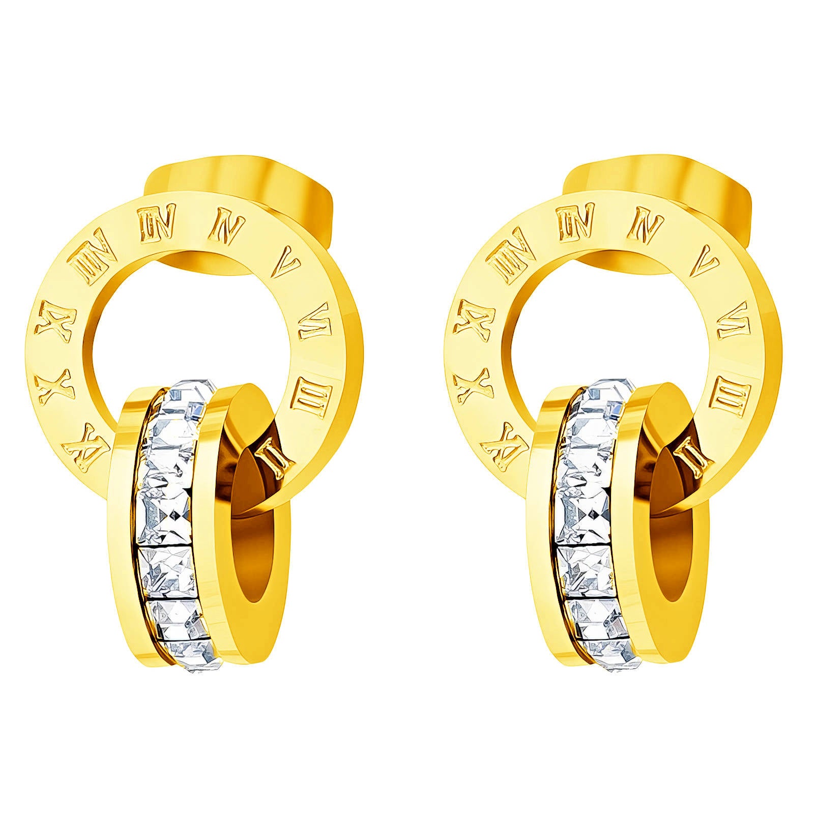 Earrings, 18K gold plated steel