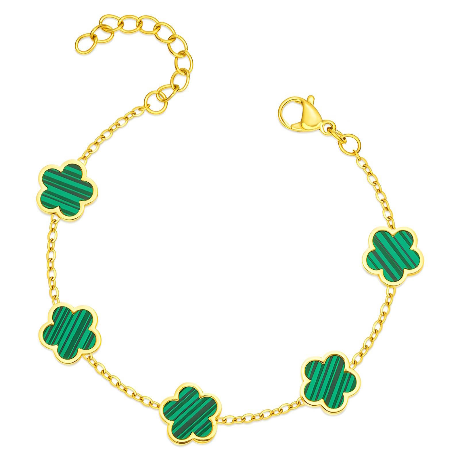 "Flowers" Bracelet, 18K gold plated steel