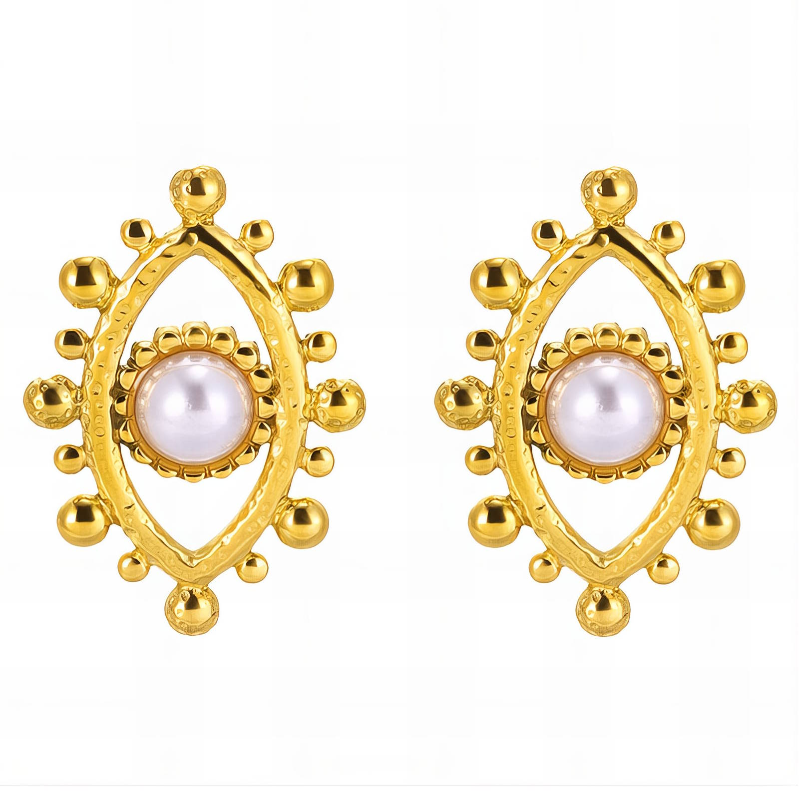 "Evil Eyes" Earrings, 18K gold plated steel