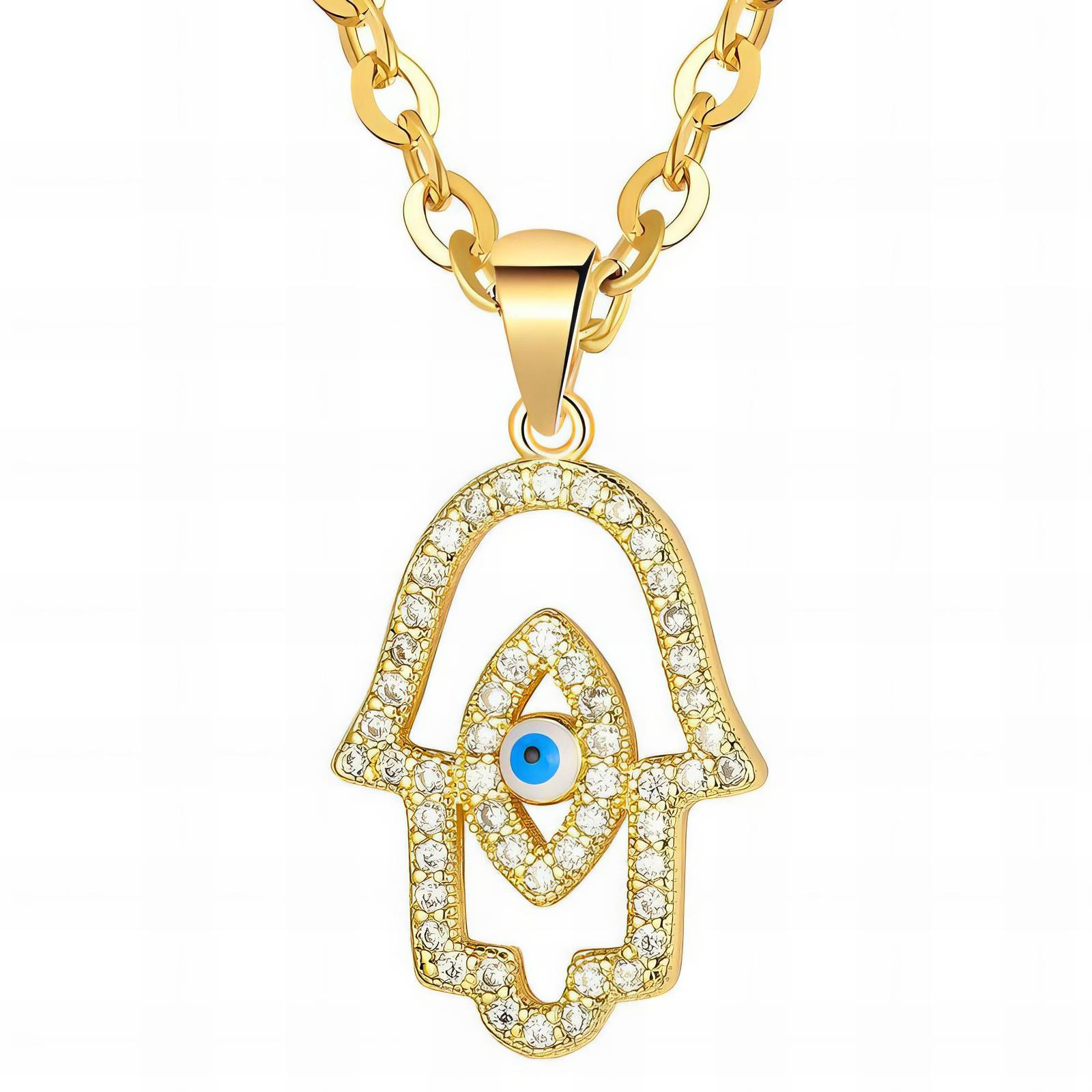 "Evil Eye" Necklace, 18K Gold Plated Steel