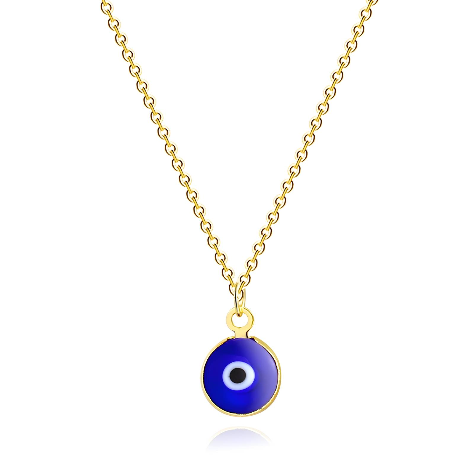 "Evil Eye" Necklace, 18K Gold Plated Steel
