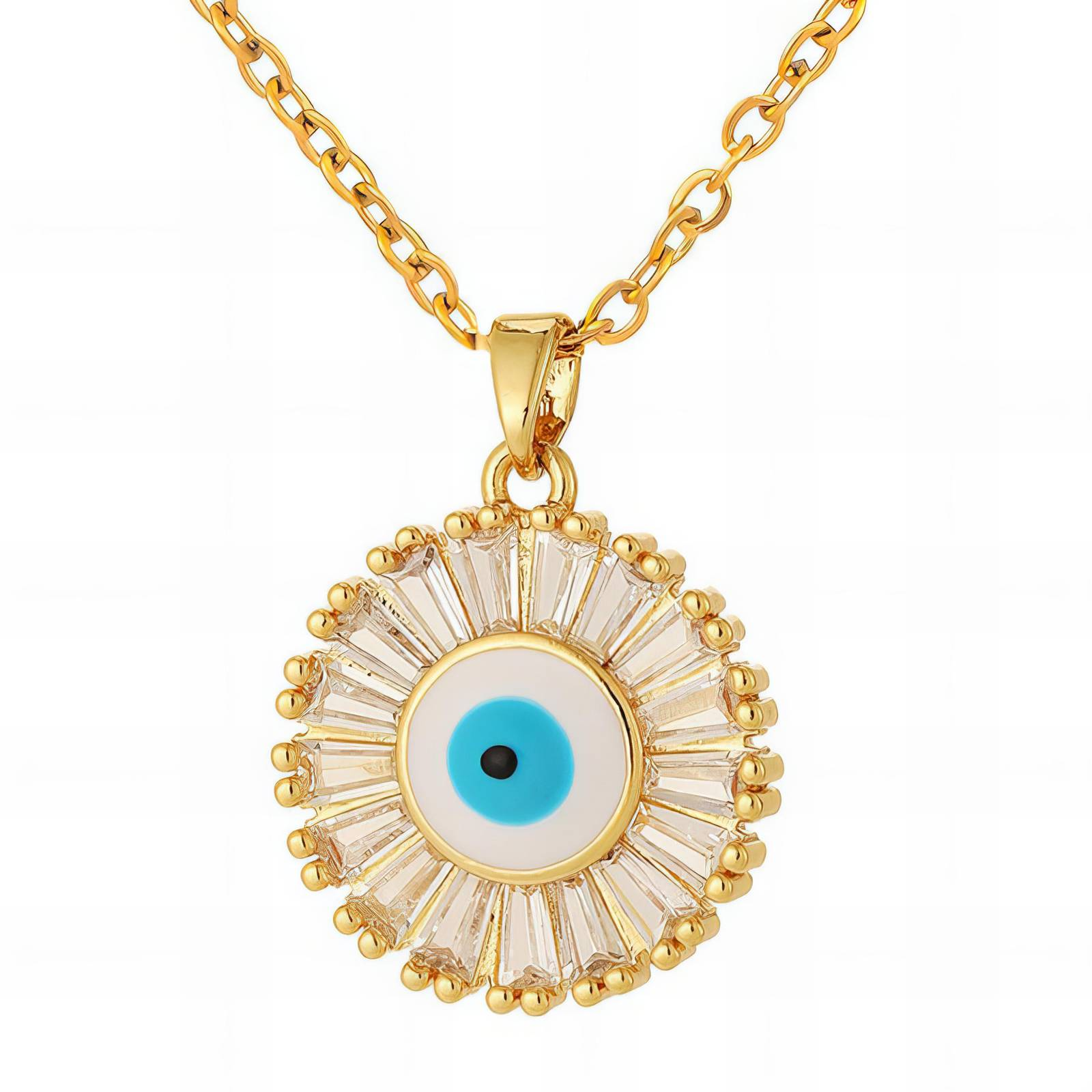 "Evil Eye" Necklace, 18K Gold Plated Steel