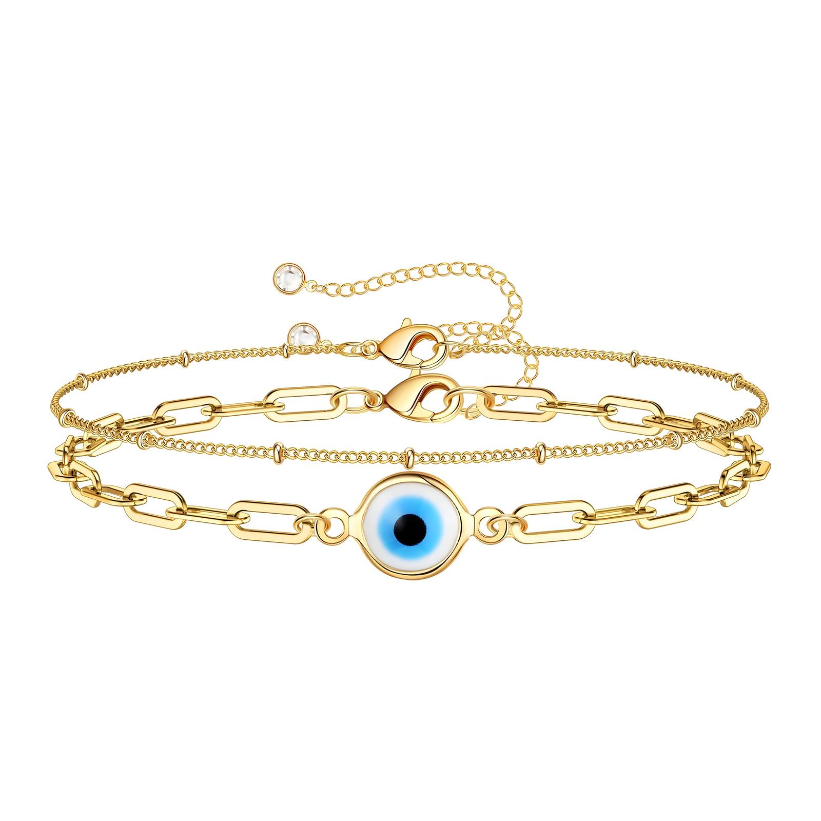 "Evil Eye" Bracelet, 18K Gold Plated Steel