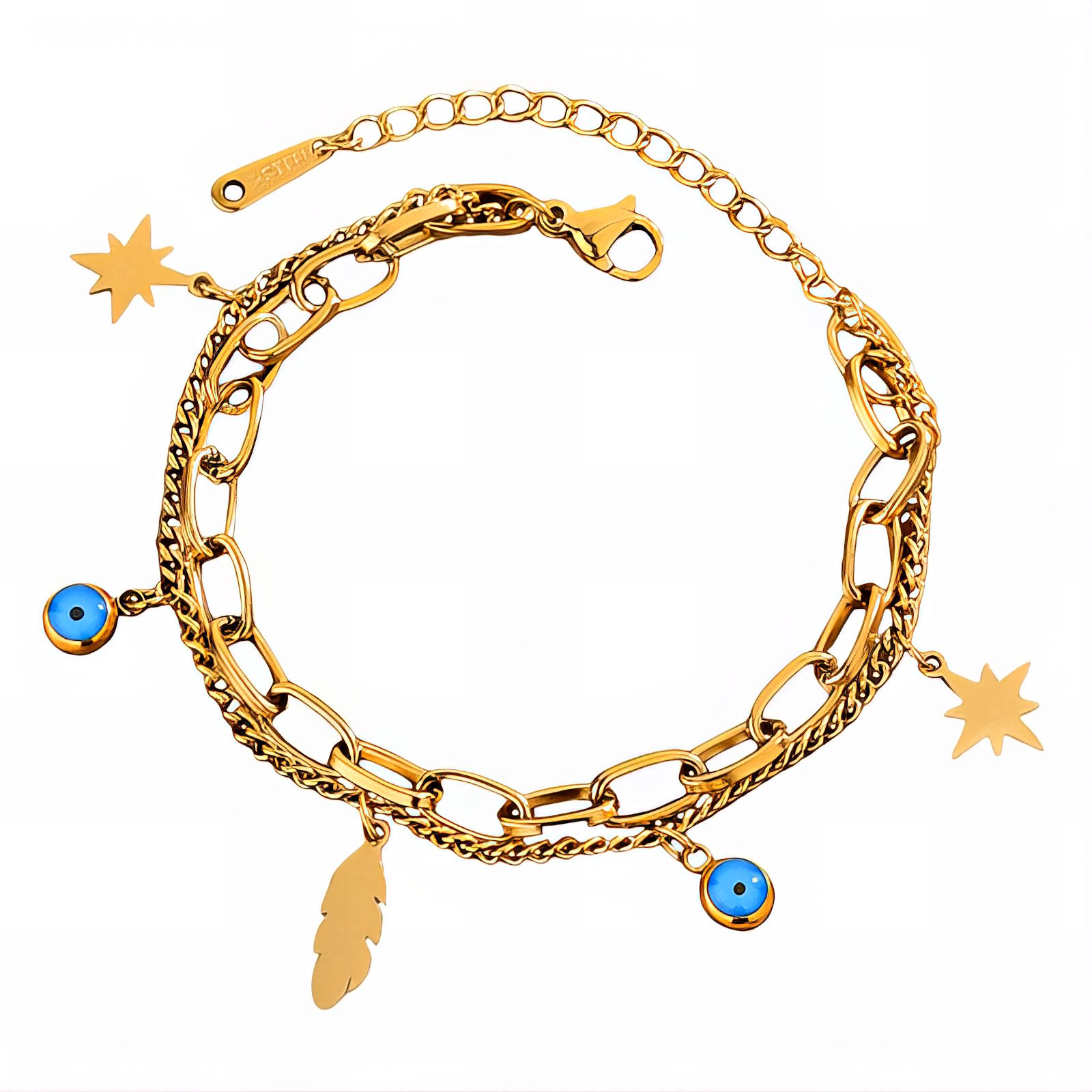 "Leaves" Bracelet, 18K gold plated steel
