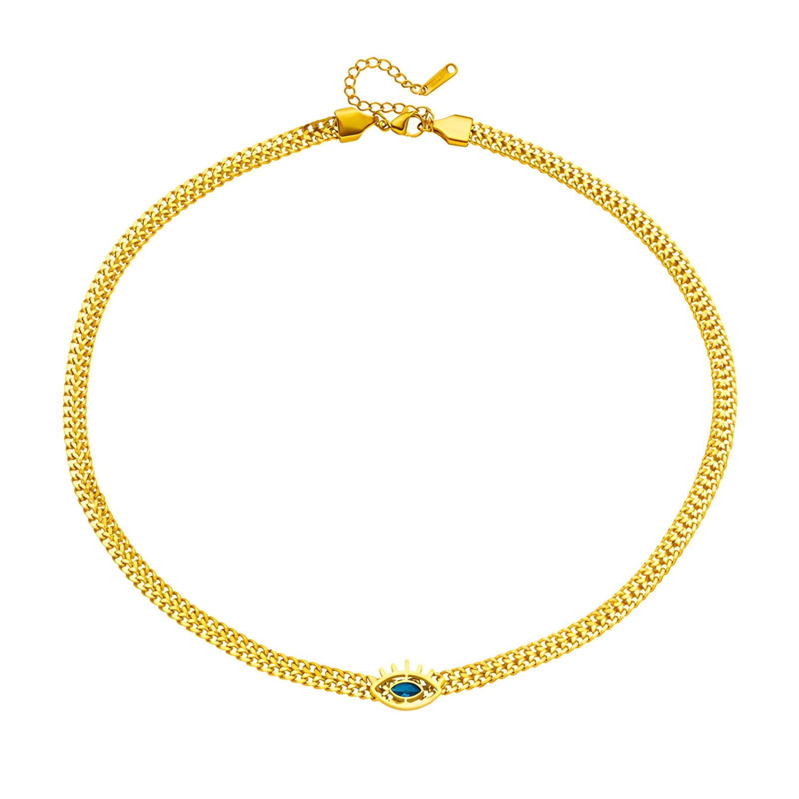"Evil Eye" Necklace, 18K Gold Plated Steel