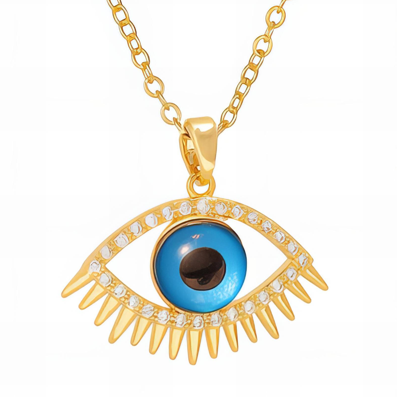 "Evil Eye" Necklace, 18K Gold Plated Steel