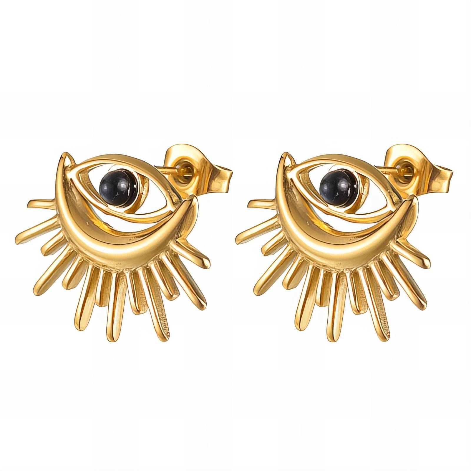 "Evil Eyes" Earrings, 18K gold plated steel