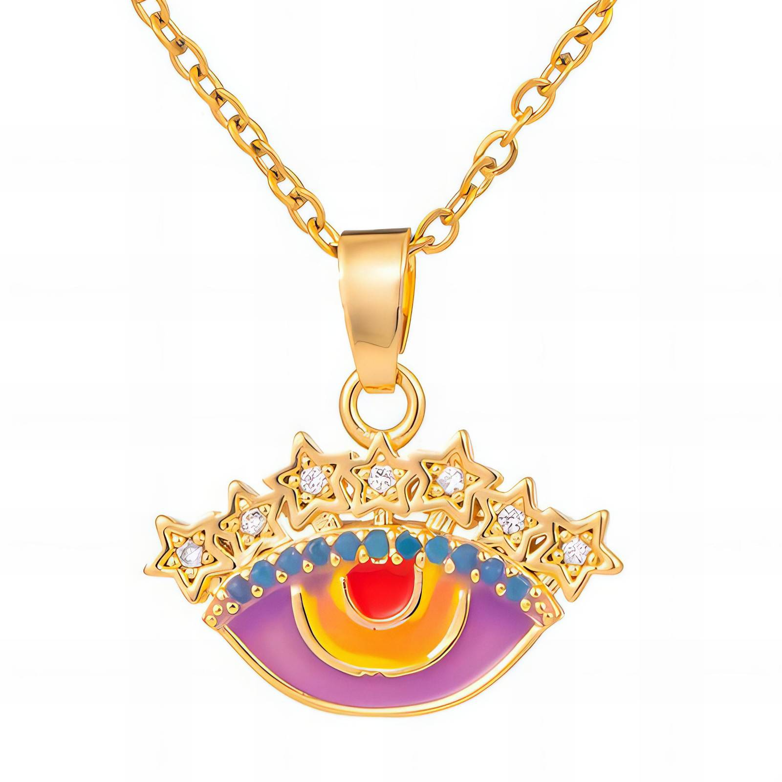 "Evil Eye" Necklace, 18K Gold Plated Steel
