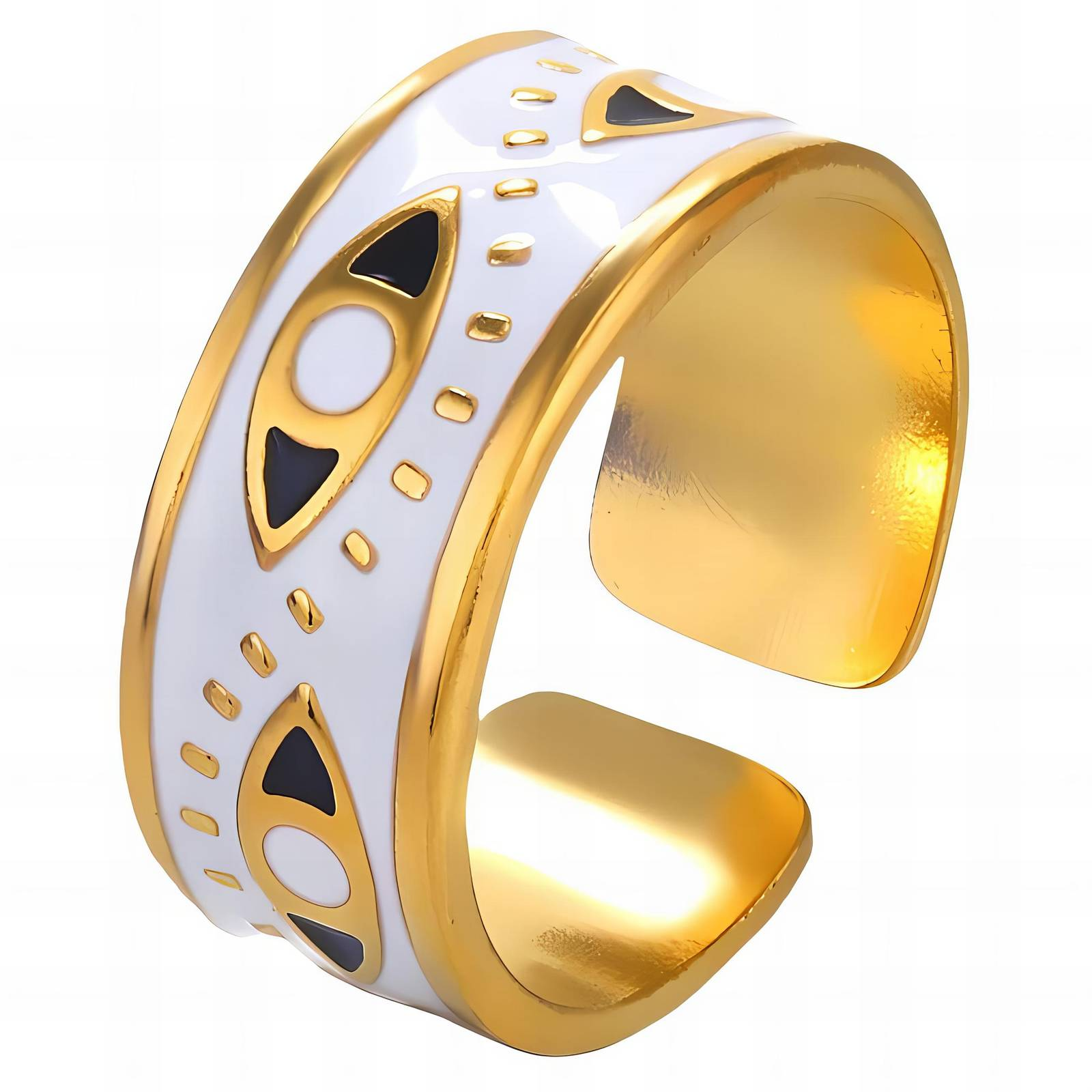 "Evil Eyes" Ring, 18K Gold Plated Steel