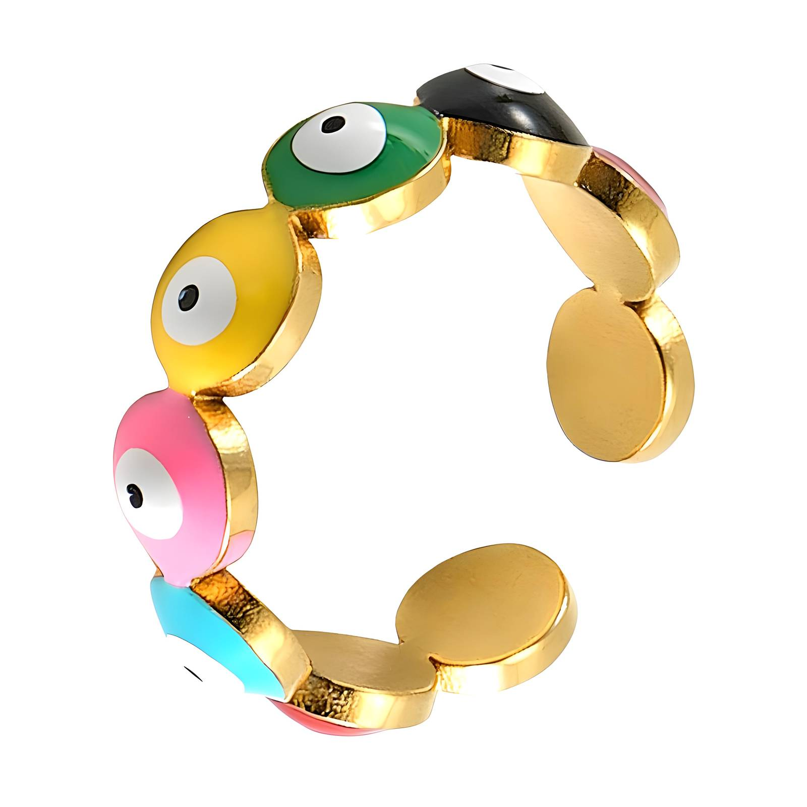 "Evil Eyes" Ring, 18K Gold Plated Steel