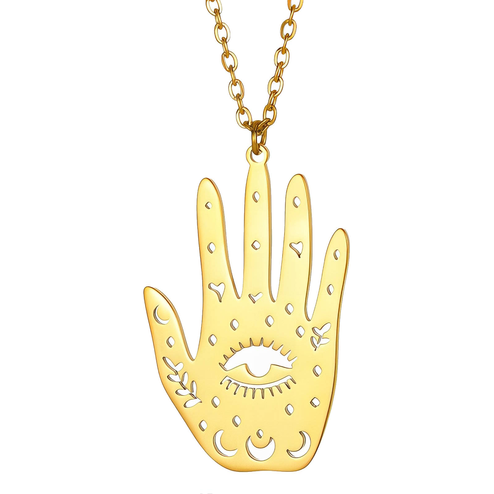 "Evil Eye" Necklace, 18K Gold Plated Steel