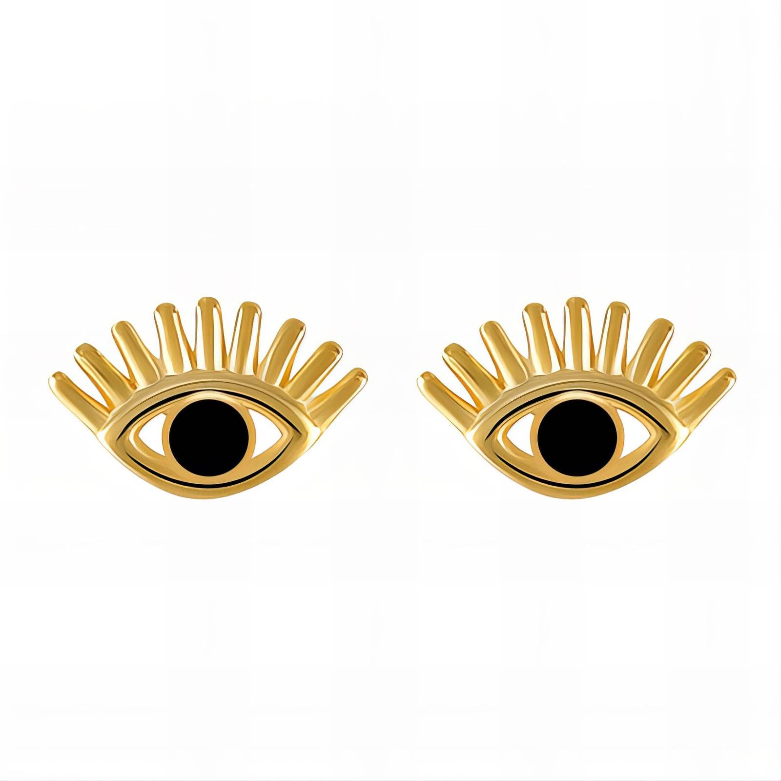 "Evil Eyes" Earrings, 18K gold plated steel