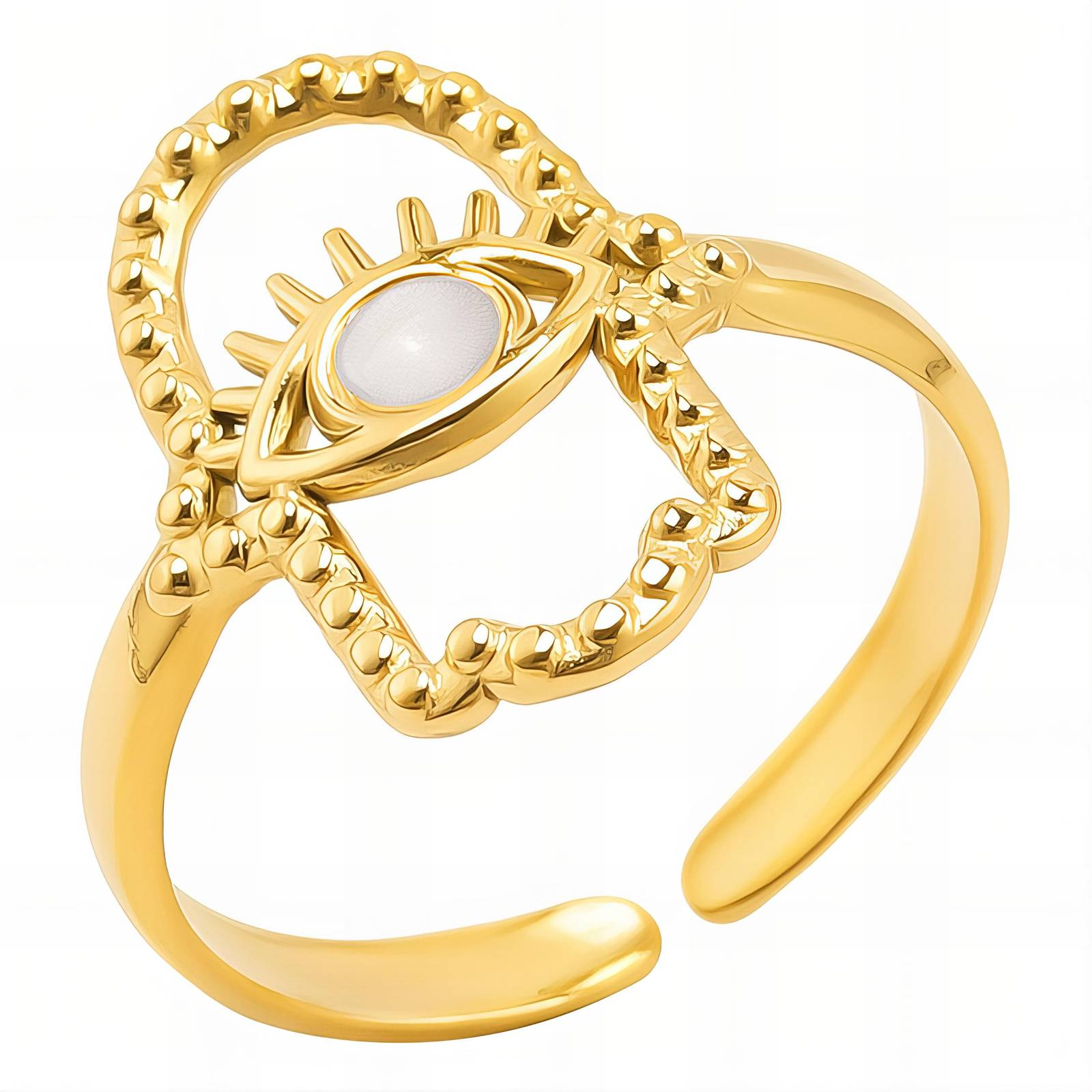 "Evil Eye" Ring, 18K Gold Plated Steel