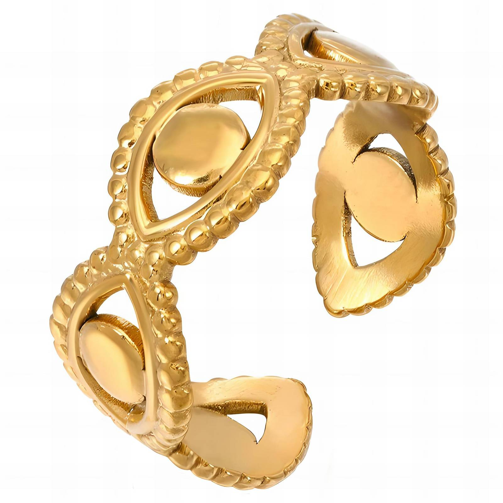 "Evil Eyes" Ring, 18K Gold Plated Steel