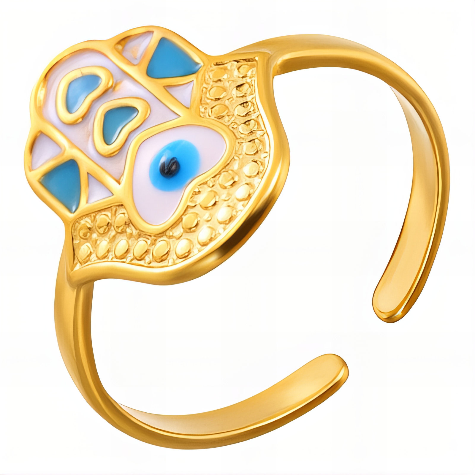 "Evil Eye" Ring, 18K Gold Plated Steel