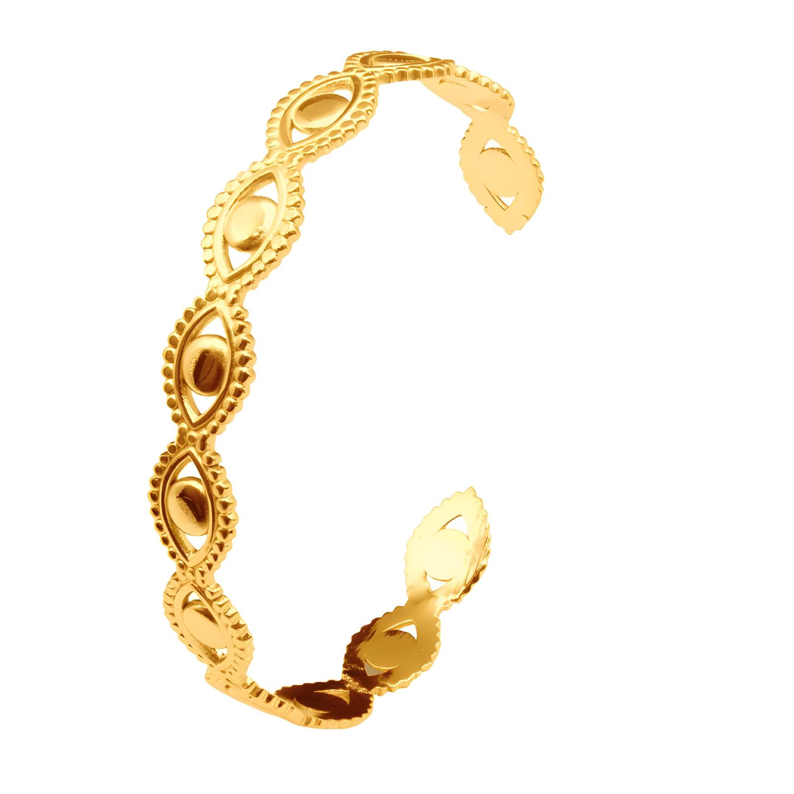 "Evil Eyes" Bracelet, 18K gold plated steel